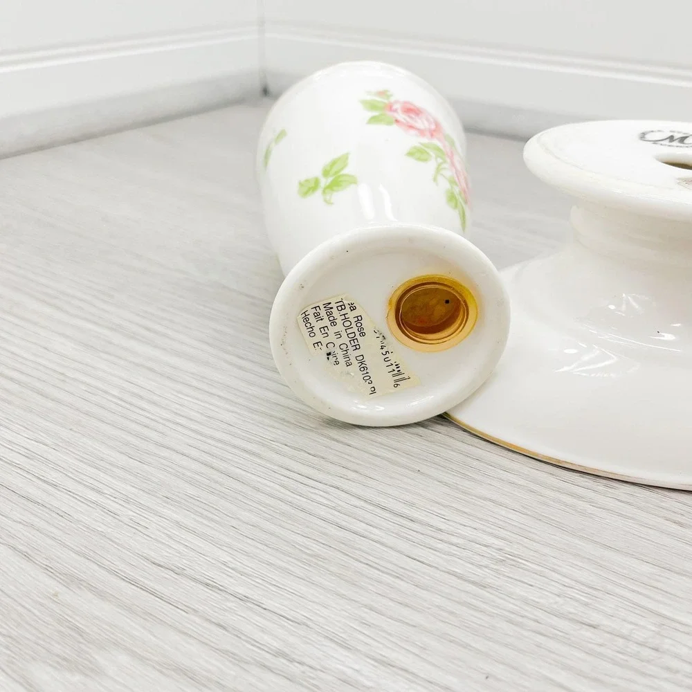 Vintage Floral Ceramic Bathroom Set: Soap Dish‎ & Toothbrush Holder